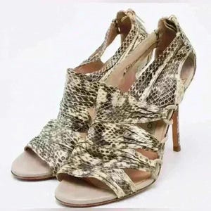 Vintage Jimmy Choo Python Embossed Stilettos: Strappy Cutout Heels