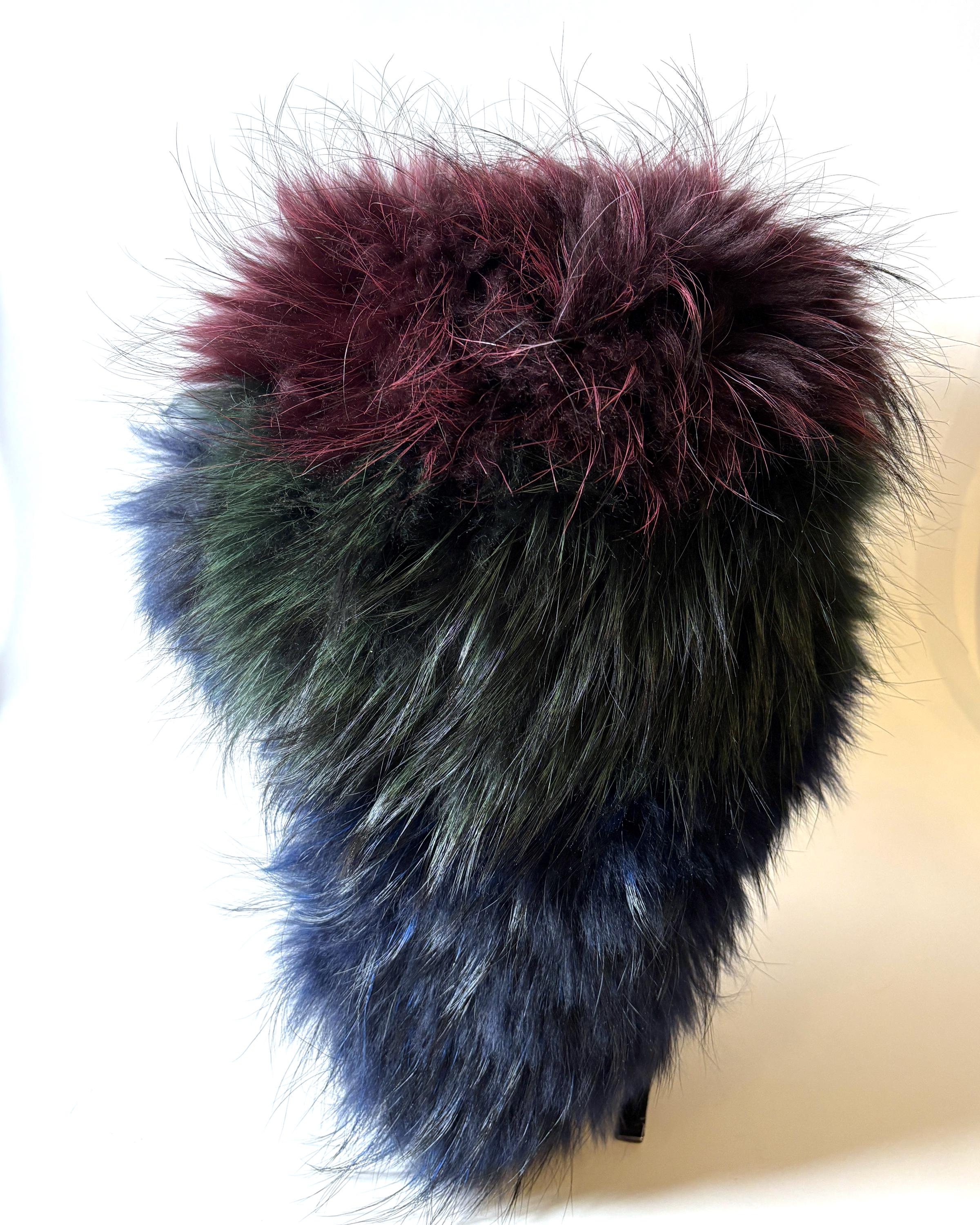 Moncler Real Fur Trapper Hat – Navy Rainbow, Luxury Après-Ski Statement w COA Moncler Real Fur Trapper Hat: Navy Rainbow Ski Luxury  main image 3
