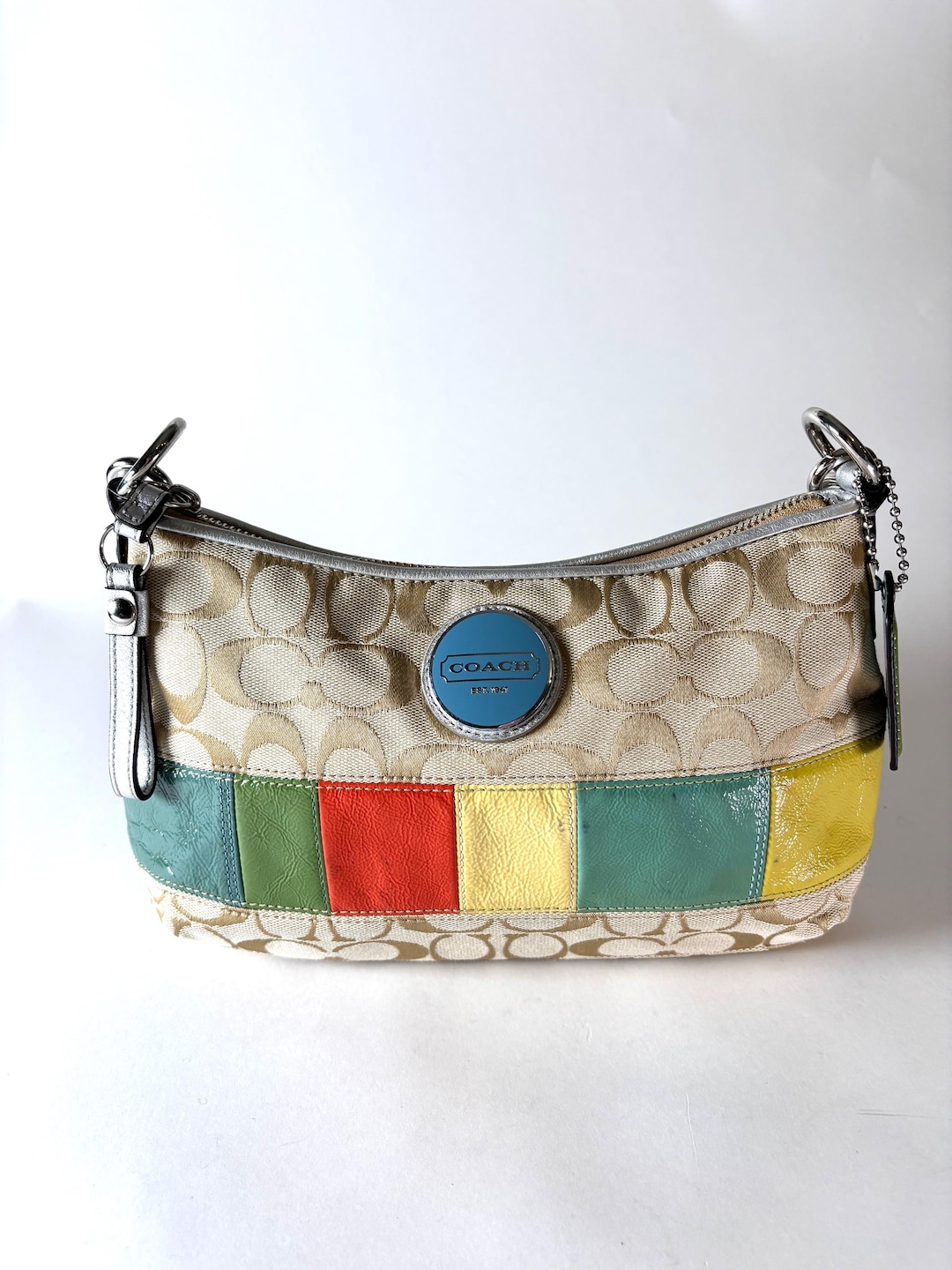 Vintage Coach Patchwork Signature Shoulder Bag | Y2K Canvas