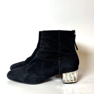 Miu Miu Vintage Crystal Heel Suede Ankle Boots size 38