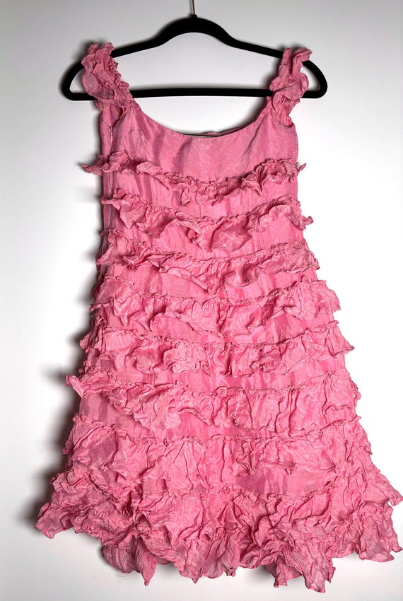 ralph lauren silk ruffle dress Vintage Ralph Lauren Silk Ruffle Dress - Romantic Y2K Coquette