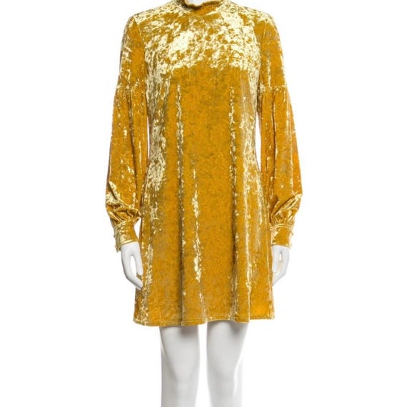 gold velvet mini dress Miss Circle Women Carey Gold Velvet Long Sleeve Mini Dress