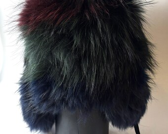 Moncler Real Fur Trapper Hat: Navy Rainbow Ski Luxury  display picture 3