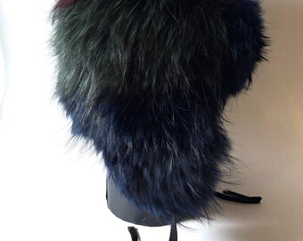 Moncler Real Fur Trapper Hat: Navy Rainbow Ski Luxury  display picture 1