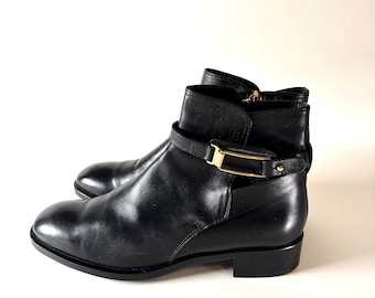 Vintage Tod’s Black Italian Leather Buckle Ankle Boots