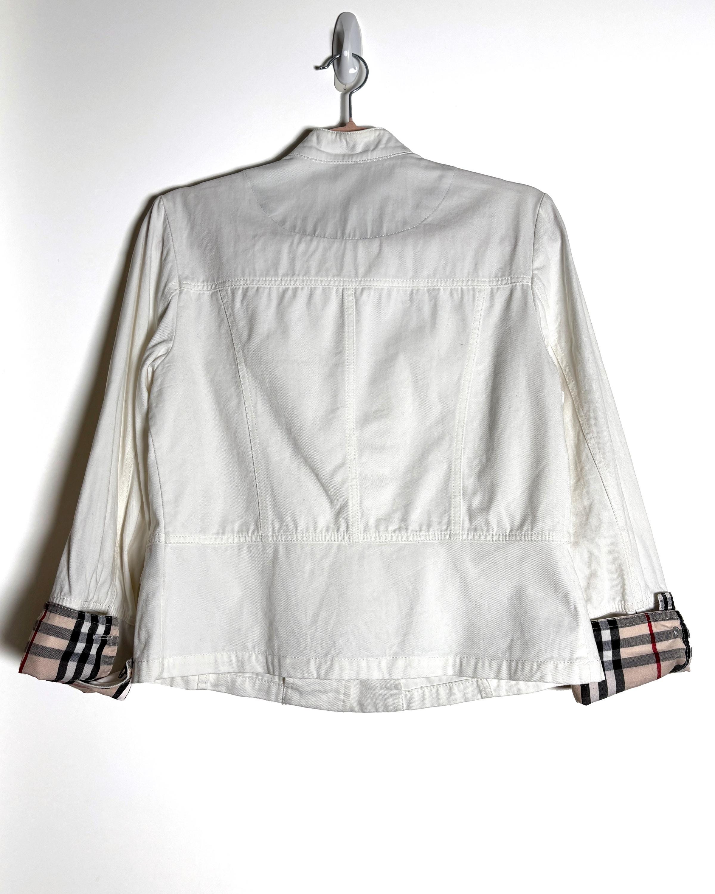 Burberry White Denim Summer Jacket – Signature Check Lining 