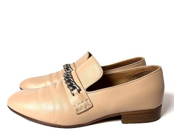 Vintage Celine Cream Leather Chain Loafers – French Designer size 38