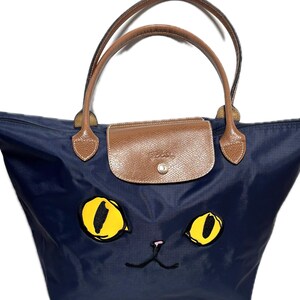 Longchamp Le Pliage Miaou Cat Tote | Limited Edition Navy Nylon