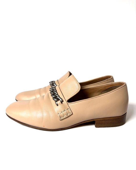 Vintage Celine Cream Leather Chain Loafers – French Designer Size