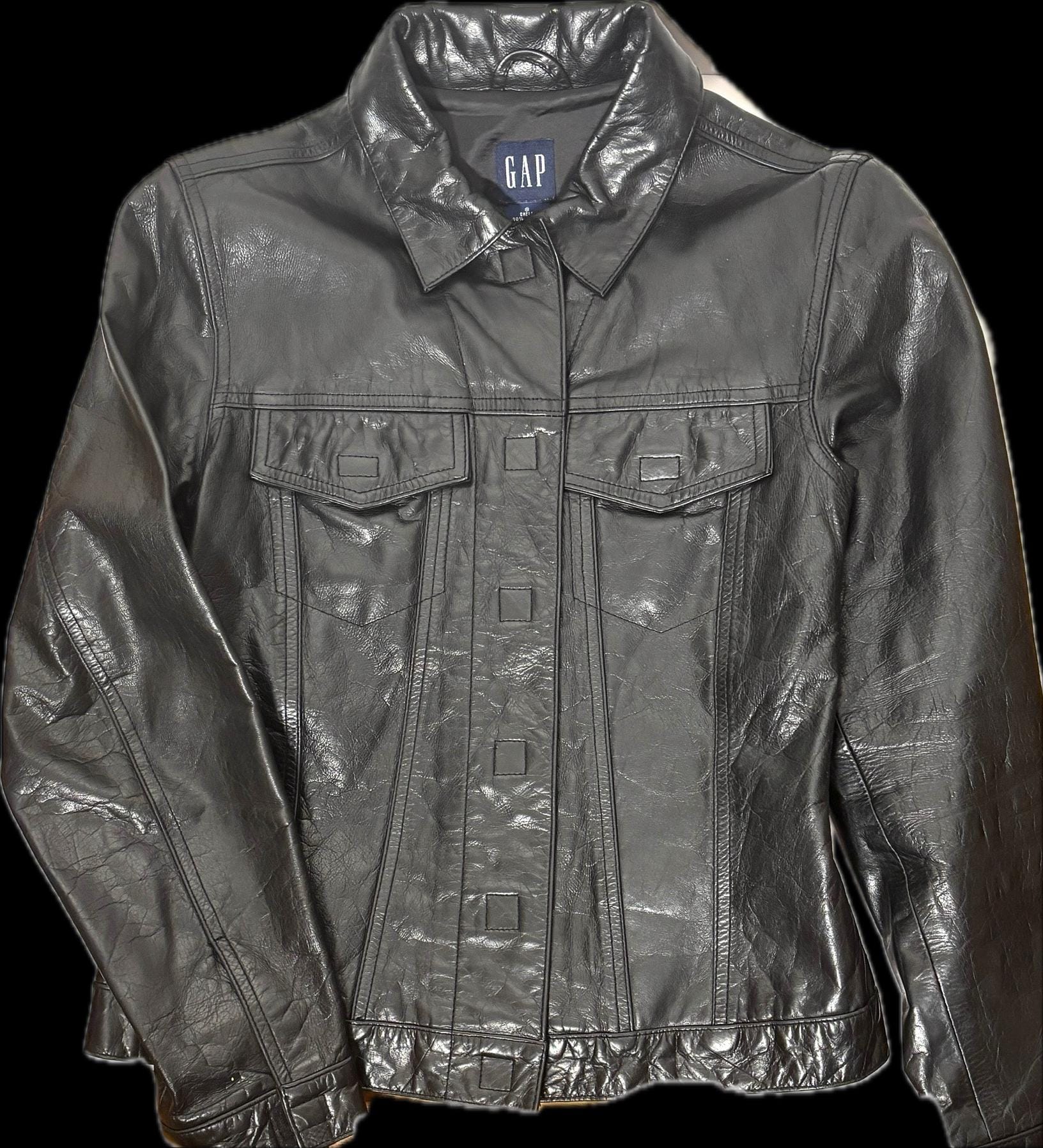 OLD GAP LEATHER TRUCKER JACKET Gap Leather Trucker Jacket | eBay