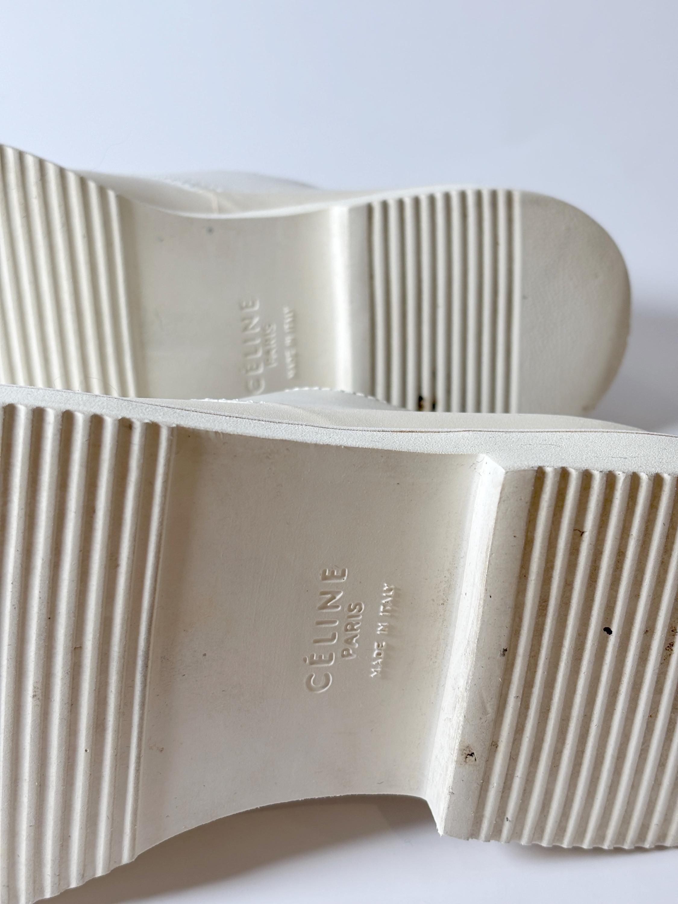 Vintage Céline White Platform Lace-up Shoes – 90s Minimalist
