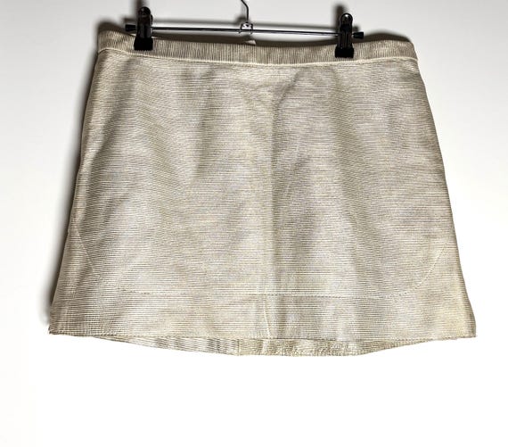 Marc Jacobs, Vintage Marc Jacobs Cream Textured Leather Mini Skirt | 90s Designer