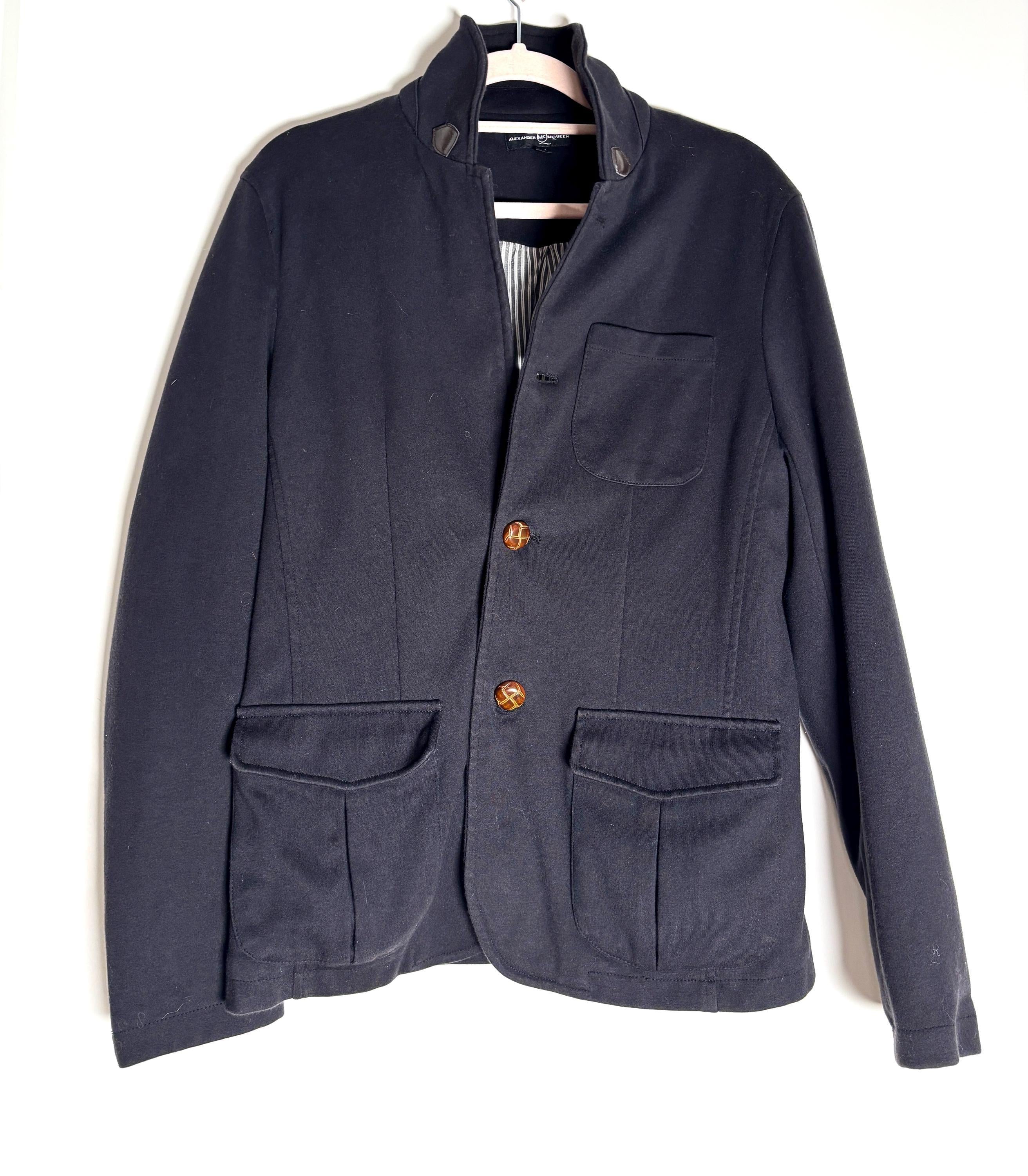 McQ, Vintage McQ Alexander McQueen Cotton Blazer • Black Tailored Jacket • British Designer