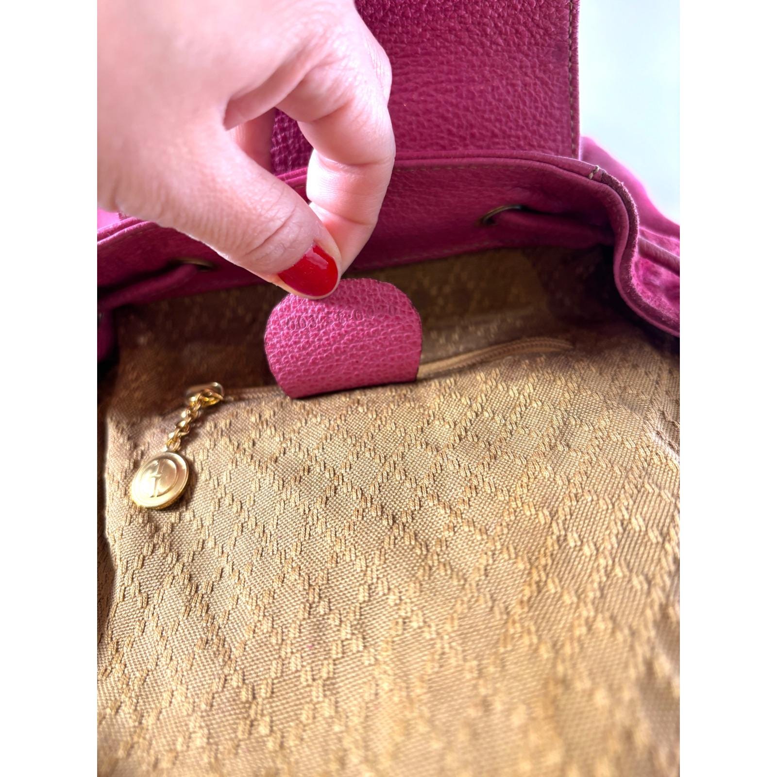 Gucci Vintage Suede Bamboo Backpack | Pink Designer Bag 90s  display picture 1