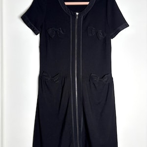 Vintage Moschino Cheap & Chic Black Bow Dress – Y2K Zip Coquette Core size S