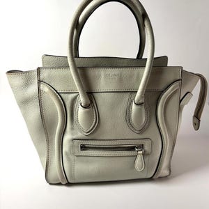 Vintage Celine Micro Luggage Tote Tasche, hellgraues italienisches Leder, Sammlerstück aus der Phoebe-Philo-Ära