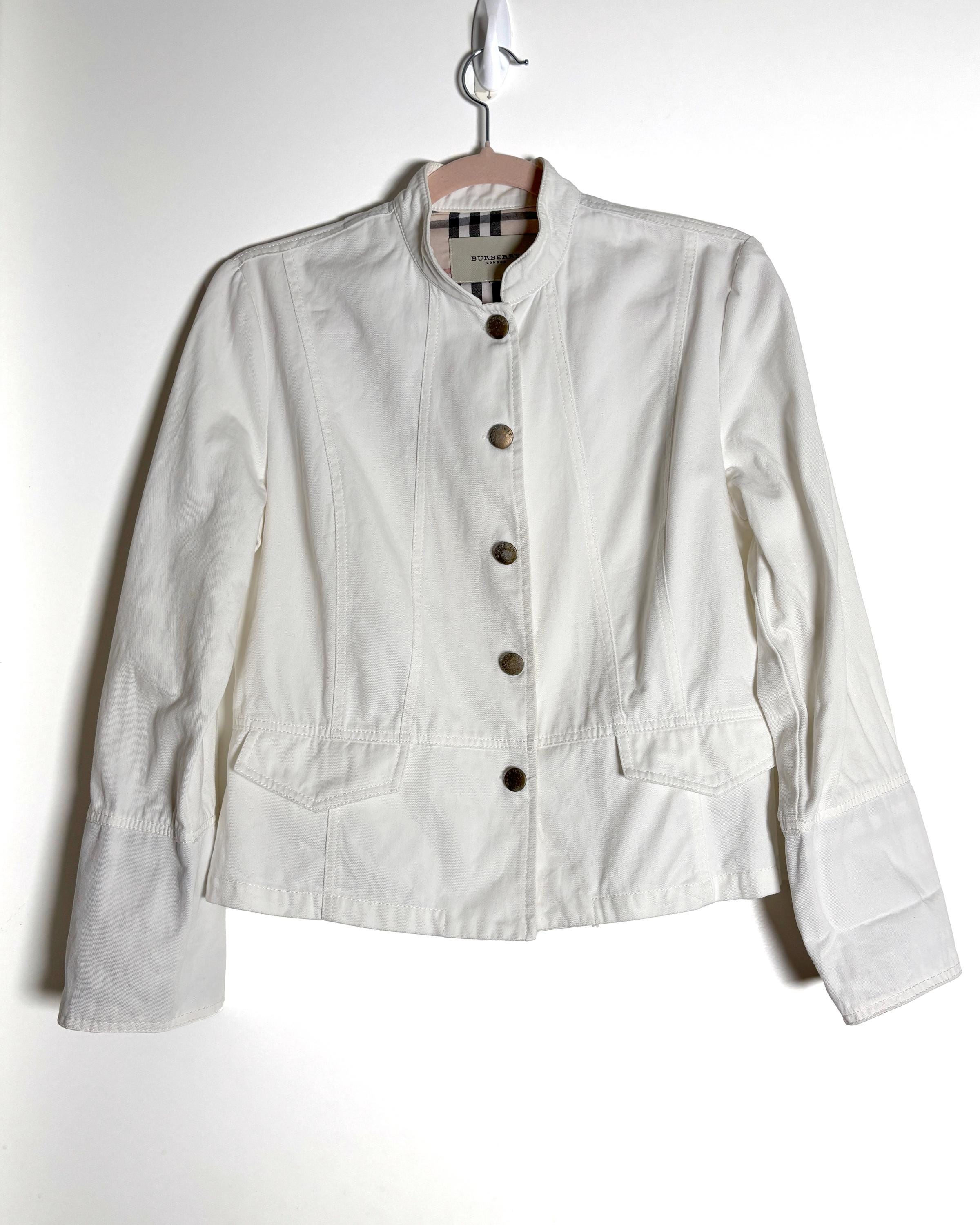 Burberry White Denim Summer Jacket – Signature Check Lining