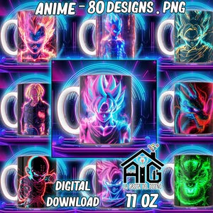 Design för sublimering, blandade animerade bilder, 80 mallar i .png-format. Muggomslag för 285 g muggar. Neoneffekt.