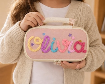 Personalized Kids Pencil Pouch, Custom Name School Supply Bag, Back to School Gift ,Birthday Party Favor,Cute Canvas Zipper Pencil Case