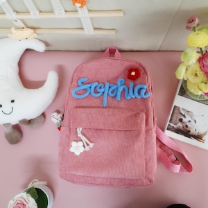 Sac à dos personnalisé pour tout-petit, cadeau douillet pour l'école et l'aventure, sac à dos personnalisé en velours côtelé pour enfant, cartable pour enfant, sac à dos avec nom
