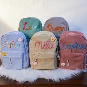 Sac à dos personnalisé pour tout-petit, sac à dos personnalisé en velours côtelé pour enfant, cadeau douillet pour l'école et l'aventure, cartable pour enfant, sac à dos pour enfant