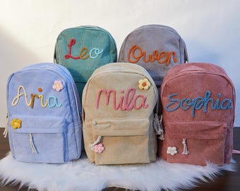 Custom Toddler Backpack，Personalized Corduroy Backpack for Kids，Cozy Gift for School & Adventure，School Bag for Kids，Kids Backpack