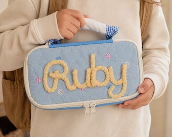 Back to School Personalized Pencil Pouch, Custom Name School Supply Bag for Kids, First Day of School Gift, Student Canvas Zipper Case