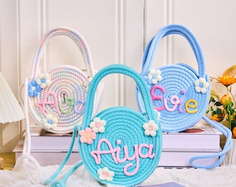 Custom Toddler  Bag with Name – Personalized Round Crossbody Purse, Winter Bag for Girls