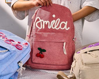 Personalized Kids Corduroy Backpack,Custom Toddler Backpack,Adorable backpack,Toddler Book Bag,Cozy Gift for School & Adventure