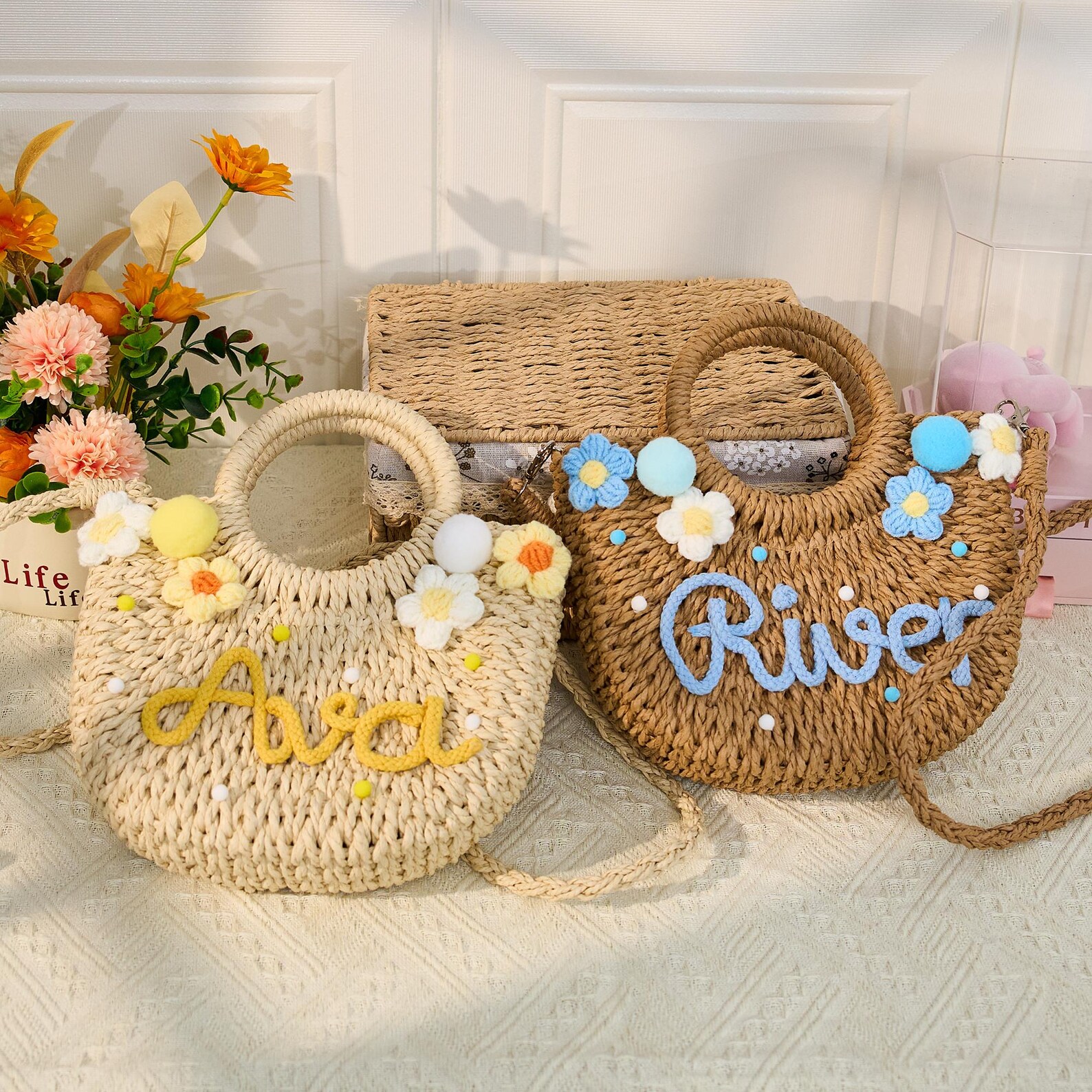 Personalised Beach Bag,customizable Handwoven Straw Tote Bag ...