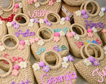 Personalisierte Handtasche, maßgeschneiderte Brautjungfer Geschenke, personalisierte Kinderhandtasche, Geschenke für Mädchen, kleine Mädchentasche perinatalisiert, personalisierte Tasche