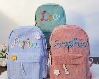 Custom Toddler Backpack，Personalized Corduroy Backpack for Kids，Cozy Gift for School & Adventure，School Bag for Kids，Kids Backpack