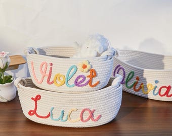 Personalized Cotton Rope Storage Gift Basket - Custom Name, Personalized Baby Shower Gift Basket,Baby Gift Basket,Easter Basket