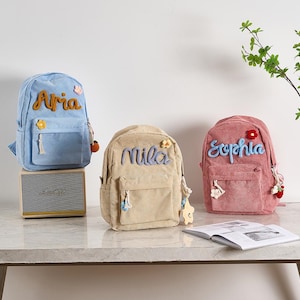 Sac à dos personnalisé pour enfant, sac à dos personnalisé pour tout-petit, sac à dos personnalisé en velours côtelé pour enfants, cartable pour enfants, cadeau d'anniversaire, sac pour enfant