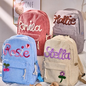 Sac à dos personnalisé en velours côtelé pour enfant, sac à dos personnalisé pour tout-petit, cartable pour tout-petit, cadeau confortable pour l'école, sac à dos pour enfant avec nom