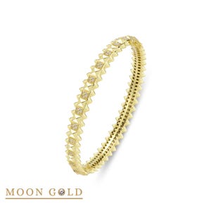 14K Gold Bangle Bracelet/Real Gold Bracelet/14K Clash Gold With Gemstone Bracelet/Gifts For Her