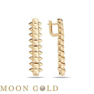 14K Clash Gold Earrings / Personalized Earrings / Gifts For Her / 14K Real Gold Earrings / Gold Drop Earrings