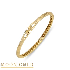 14K Gold U Link Bangle Bracelet /Link Shape Gold Bracelet/Gifts For Her