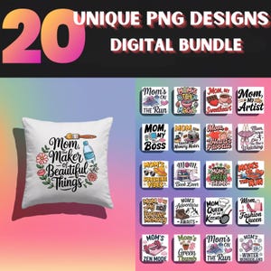 20x Mom Quotes PNG Bundle, Mother&#39;s Day PNG, Vintage Clipart, Digital Download, Sublimation, Sassy Mom png, Mother Life, Mom Gift PNG, Nana
