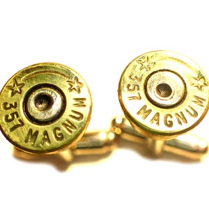 Bullet Shell Cufflinks 357 Magnum STARLINE two tone (gold and silver) Up Cycled  Repurposed Cuff Links