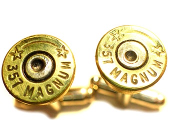 Bullet Shell Cufflinks 357 Magnum STARLINE two tone (gold and silver) Up Cycled  Repurposed Cuff Links