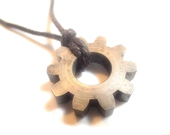 Metal Steel Gear Necklace Solid Steel gear on adjustable cord necklace