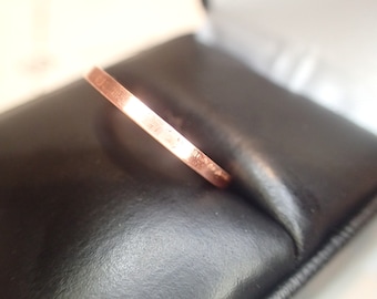 Women's Minimalist Thin Copper Band--Ultra Thin Band--2mm wide Flat Edge Solid copper Band--Modern Wedding Ring Copper Stacking ring