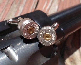 Bullet Shell Cufflinks 40 Cal... Premium Bullet casing Cufflinks Two Tone silver and gold