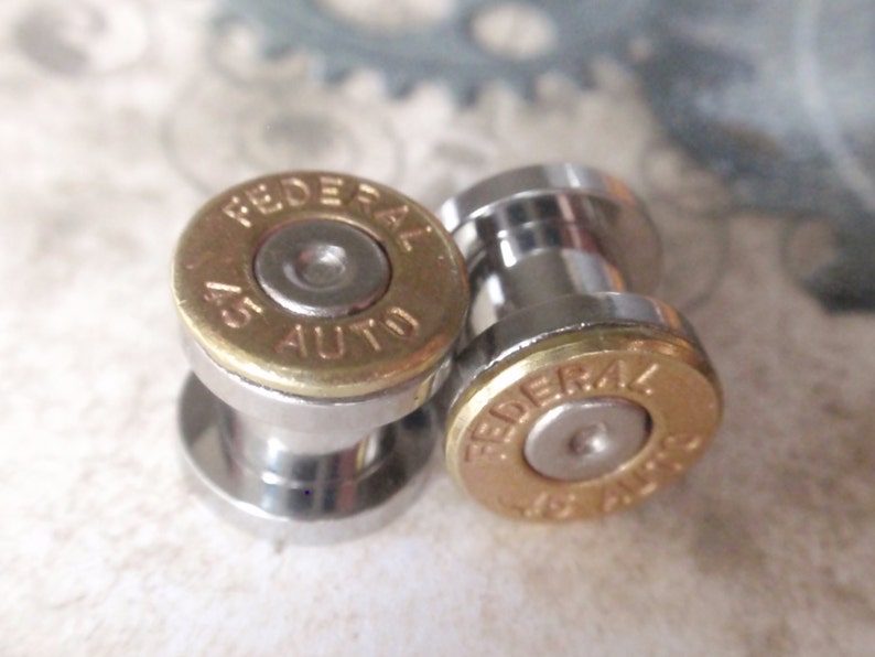 45 Bullet Ear Gauges Bullet Plug Earrings Bullet Shell U Pick Etsy