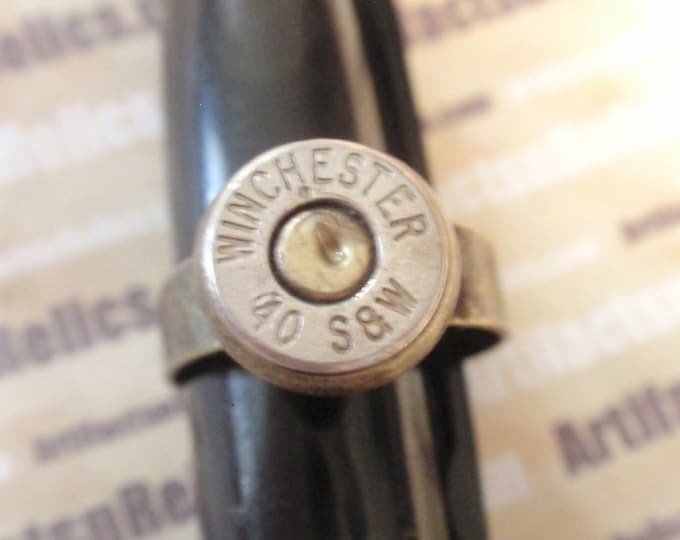 Bullet Casing Ring 40 Caliber Nickel Shell in Adjustable Etsy