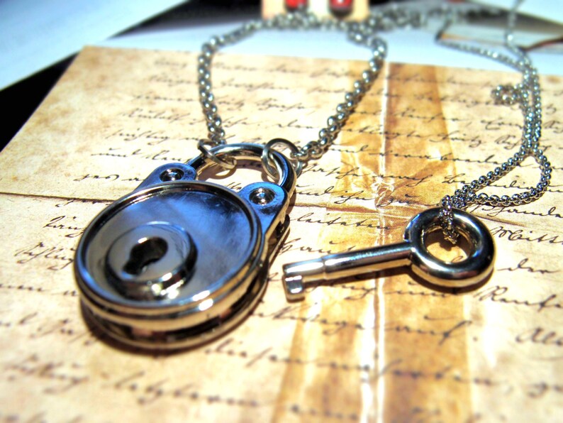 Padlock Necklace Lock and Key Necklace Couples Necklace Set Etsy