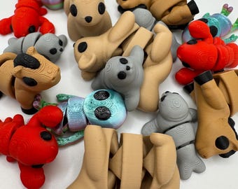 Adorable miniature 3d printed animal set – horses, aliens, squirrels, seals, etc sold individually for toys, decorations, gifts and more.