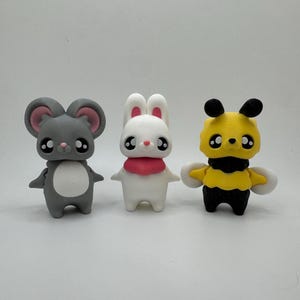 3d printed animal pixies – bee, bunny, or mouse