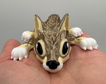 3d printed articulated wolf pup – cinderwing3d design | adorable posable fantasy creature | unique desk toy or gift